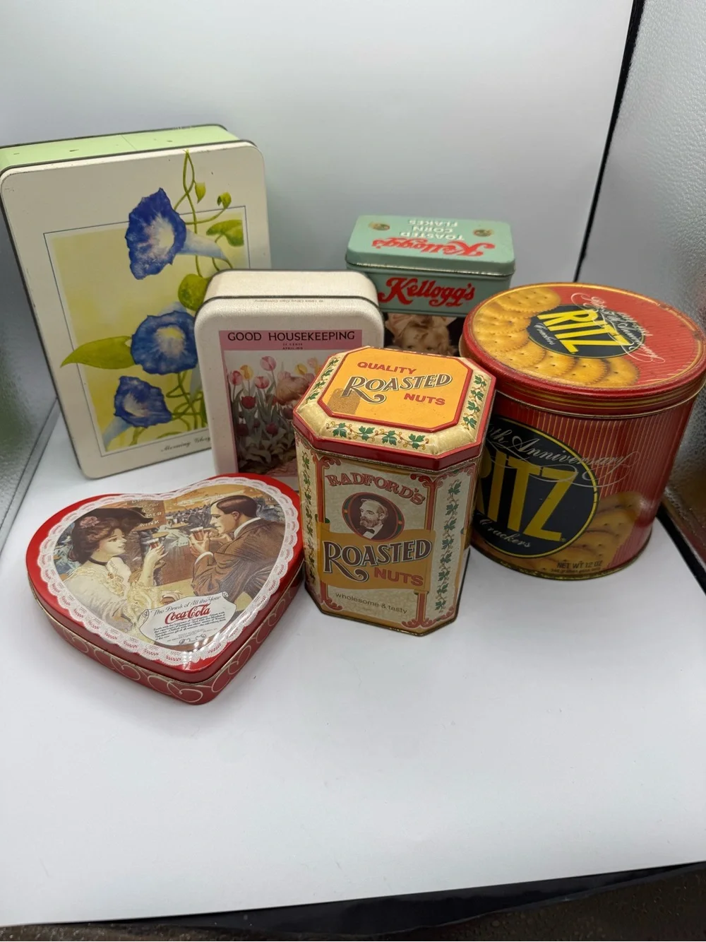 Vintage Lot of Themed Collectible Tins Ritz, Kellogg’s, Coca-Cola